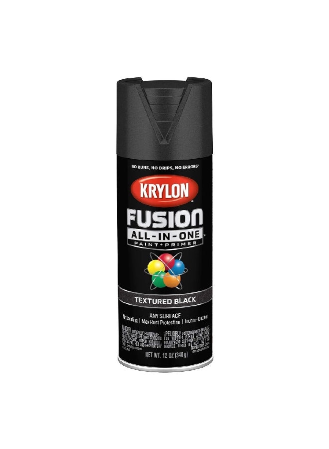 KRYLON Fusion All-in-One Indoor and Outdoor Spray Paint and Primer Black 12oz K02776007 - Image 1